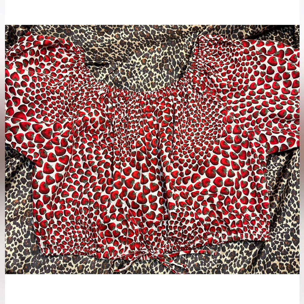 J.Crew Strawberry Cinched-waist Poplin Crop Top - Picture 2 of 16